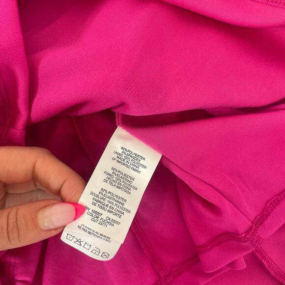 NWT Marina Fuschia Ruffled One Shoulder Dress Plus Size 16 Knee Length - Picture 7 of 8